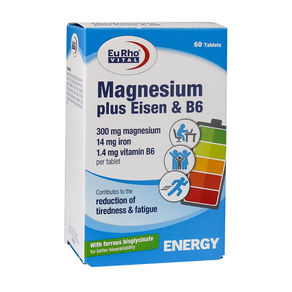Tablet@Magnesium&plus&eEisen&B6/web1 قرص منیزیم پلاس آیزن و ویتامین B6 یوروویتال 60 عدد - Image 1