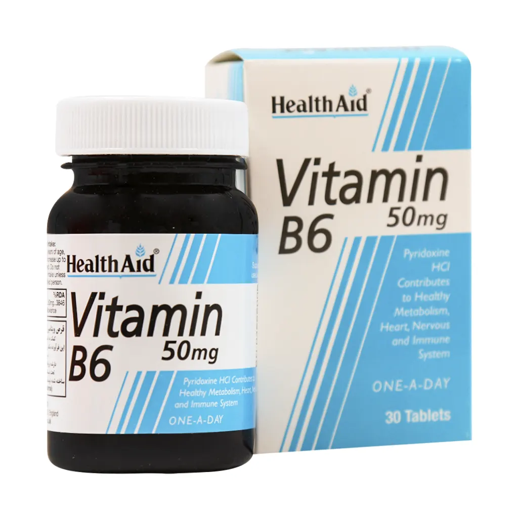 Tab-Vitamin B6 Health Aid/webp1 قرص ویتامین ب6 (50 میلی گرمی) هلث اید - Image 1