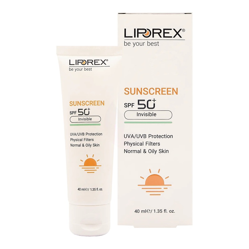 Cream-Liporex sunscreen /webp1 کرم ضد آفتاب بی رنگ SPF50 لیپورکس پوست نرمال تا چرب 40 میلی لیتر - Image 1