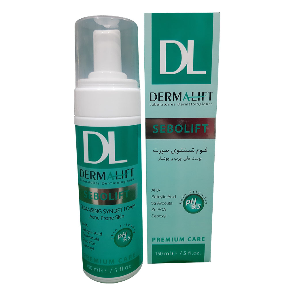 Foam-Dermalift-sebolift-cleansing-oil free/webp1 فوم شوینده صورت پوست چرب و جوشدار سبولیفت درمالیفت 150 میلی لیتر - Image 1