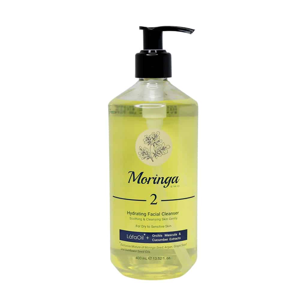 Gel-moringa-400ml-dry-sensitive/webp1 ژل شستشو و آبرسان صورت پوست خشک و حساس 2 مورینگا 400 میلی لیتر - Image 1