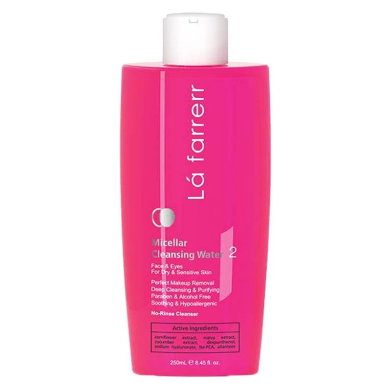 Micellar water-lafarrerr-cleansing2-dry skin/webp1 محلول پاک کننده صورت پوست خشک لافارر 250 میلی لیتر - Image 1