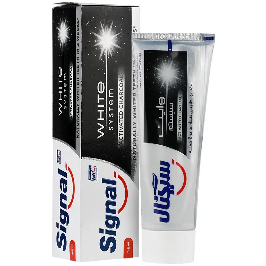 Toothpaste-Signal-White/webp1 خمیر دندان سفید کننده زغالی سیگنال 75 میلی لیتر - Image 1